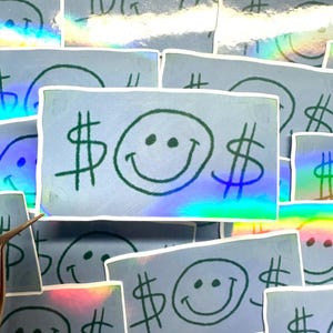 Me First Dollar painted, sponge bob Dollar Sticker, Holographic sticker, Painted Dollar Sticker, Me First Dollar Sticker Bundle