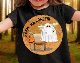JEUGD-eland Halloween-spookshirt, Halloween-elandkostuum voor kinderen, griezelig kind-shirt, grappig T-shirt eland, cadeau elandliefhebber, leuk kindershirt