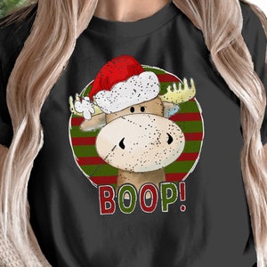Christmas Moose Shirt, Boop Moose Sweatshirt, Moose Gift for Her, Wildlife Lover Gift, Xmas Gift for Her, Canadian Moose Tshirt, Outdoor T