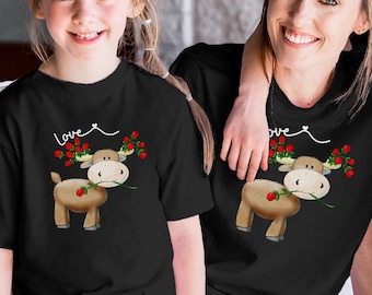 Loved Valentines Family Shirt Moose Tee Shirt Family Valentine Shirts Matching Family Valentine TShirt Mommy and Me Tee Moose Lover Gift