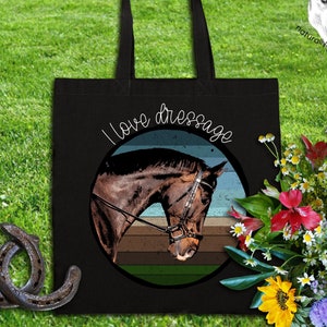Dressage Tote Bag, Dressage Gear Bag, I love Dressage Eco Tote, Equestrian Gear Bag, Dressage Gift, Dressage Storage Bag, Horse Show Storage