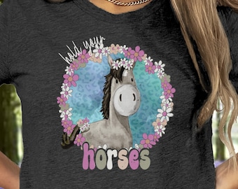 Cute Horse Lover Shirt Birthday Gift for Horse Mom Custom Tshirt Horse Trainer Gift New Horse Owner Trail Riding Equestrian Tee Dressage Tee