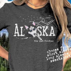 Alaska Familie Shirt für Alaska Reise Geschenk für Alaska Kreuzfahrt Tshirt Schlittenhund Geschenk Alaska Urlaub Husky T-Shirt Zustand T Mädchen Reise TeeShirt