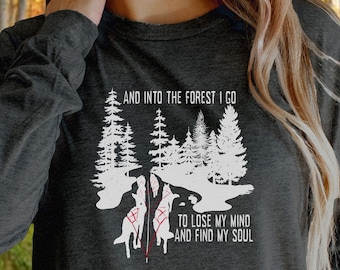 Dog Sledding Shirt for Sled Dog Mushing Gift for Siberian Husky Lover Sweatshirt Into the Forest I Go Tee Wanderlust Shirt for Hiking Gift