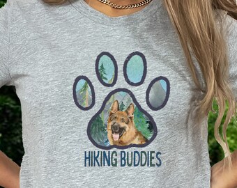 Hiking German Shepherd Shirt for GSD Lover Gift for Outdoor Nature Wanderlust Dog Lover Adventure T-Shirt for Mother's Day Gift for Camping