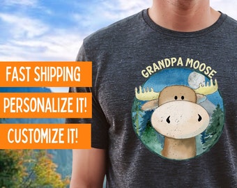 Moose Lover Gift Personalized tshirt Grandpa Moose Customized Birthday Gift for Nature Wildlife Father&#39;s s Day Gift Hiking Outdoor Camping