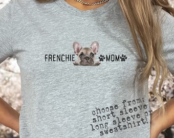 French Bulldog Shirt for Dog Mom Gift for Frenchie Lover Dog Mama TShirt Mother's Day Gift for Dog Lover T-Shirt Watercolor Shirt for Women