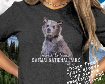 Katmai National Park Bear Shirt for Bear Lover Gift for Alaska Vacation Leave No Trace Tshirt for Family Adventure Wildlife Nature Lover Tee