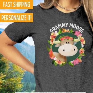 Moose Lover Shirt Grandma Moose Personalized Sweatshirt Birthday Gift for Nature Lover Custom Camping Tshirt for Wildlife Mother&#39;s Day Gift