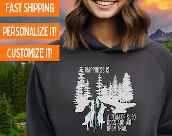 Dog Sledding Gift for Dog Musher Custom Siberian Husky Lover Hoodie for Alaskan Husky Owner Personalized Mushing Sweatshirt Gift for Musher