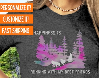 Personalized Dog Sledding Shirt Custom Sled Dog Musher Gift for Siberian Husky Owner Urban Mushing Alaskan Husky Dog Mushing Outdoor Tee