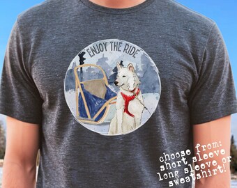 Dog Sledding Sweatshirt Sled Dog Gift, Sled Dog Racing Siberian Husky Shirt Gift for Dad Gift for Mom Urban Mushing Tee Alaskan Husky TShirt