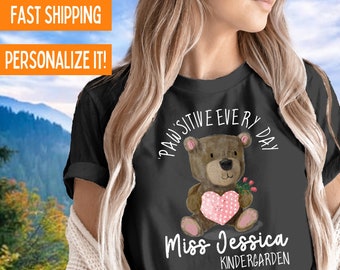 Gepersonaliseerde leraar shirt voor berenliefhebber Cadeau van student Aangepaste leraar terug naar school cadeau teddybeer T-shirt basisschool sweater