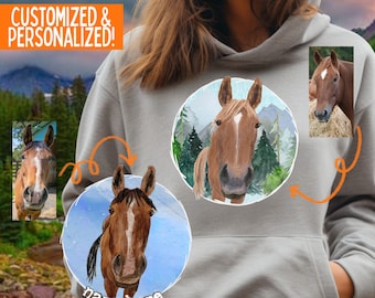 Custom Horse Hoodie Personalized Equestrian Sweatshirt Gift for Horse Mom Memorial Gift for Horse Lover Sweater Dressage Hunter Jumper Gift
