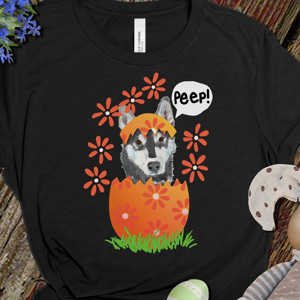 Peep! Siberian Husky Easter Shirt, Dog Mom Easter Gift, Cute Fun Easter Tee, Husky Lover Shirt, Funny Easter Tee Shirt, Dog Lover Cute Gift Onlytee