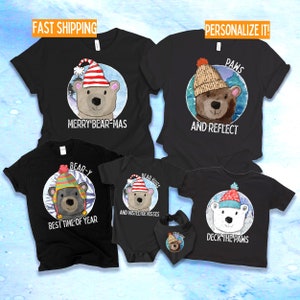 Family Group Christmas Shirt Matching Christmas Bear Shirts Cute Personalized Christmas Party Tee Matching Family Christmas Shirts Cute Tops