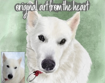 Sled Dog Memorial Painting, Custom Siberian Husky Painting from Photo, Original Painting on Canvas, Gift for Dog Lover, Dog Cat Commission