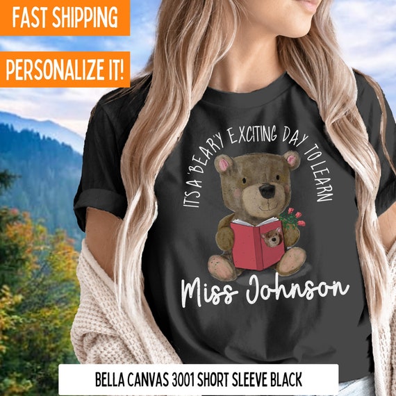 Custom Teacher Shirt for Bear Lover Gift from Student Personalized Teacher Sweatshirt Appreciation Gift for Book Lover Elementary School Tee