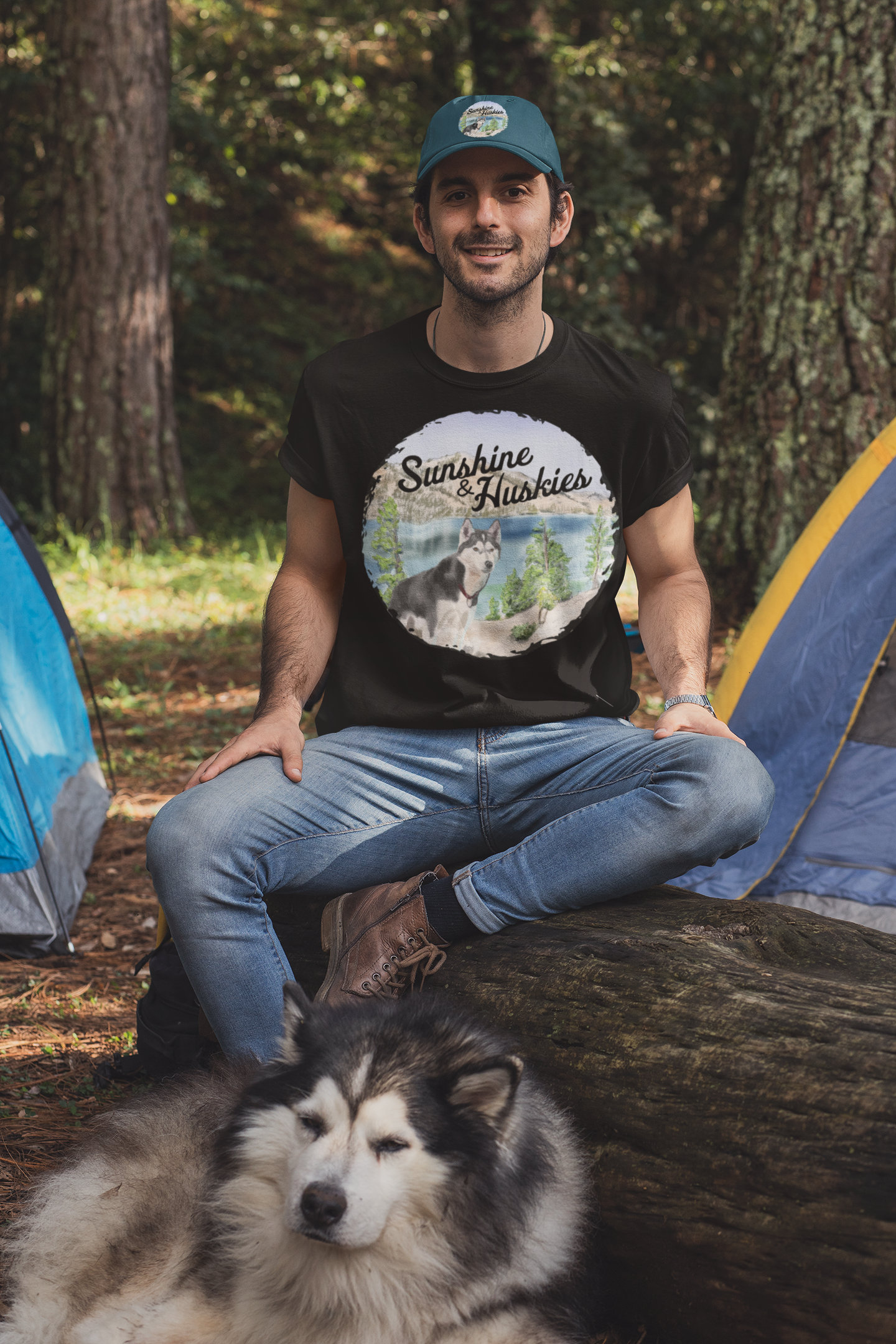 Sled Dog Siberian Husky T-Shirt Wanderlust Explore More Tee Hiking with Dog Shirt Gift for Camping Lover Grey Husky Great Outdoors Shirt