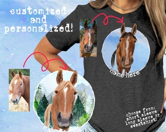 Custom Horse TShirt Personalized Equestrian Sweatshirt Gift for Horse Mom Memorial Gift for Horse Lover T-Shirt Dressage Hunter Jumper Gift