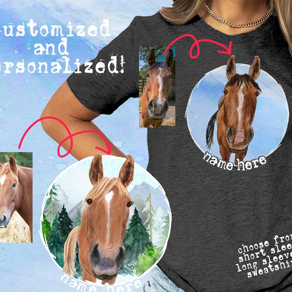 Custom Horse TShirt Personalized Equestrian Sweatshirt Gift for Horse Mom Memorial Gift for Horse Lover T-Shirt Dressage Hunter Jumper Gift