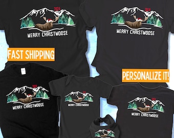 Family Group Christmas Shirt Matching Christmas Moose Shirts Cute Personalized Christmas Party Tee Matching Family Christmas Shirts Cute Top