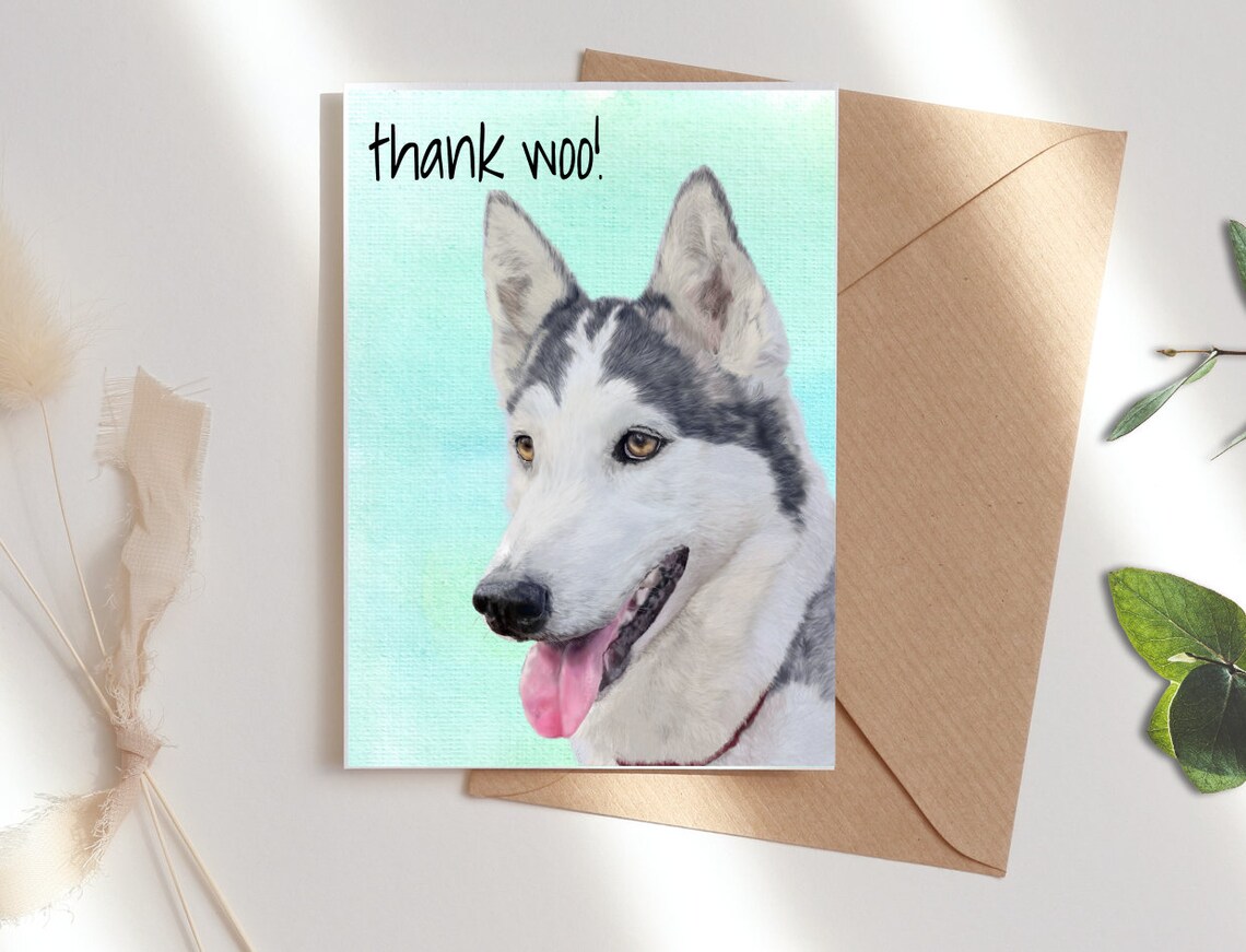 Personalized Siberian Husky Card Set Custom Dog Lover Etsy