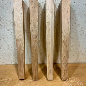 Maple Tapered Table Legs (set of 4) - 3in x 3in x 29in - With Levelers