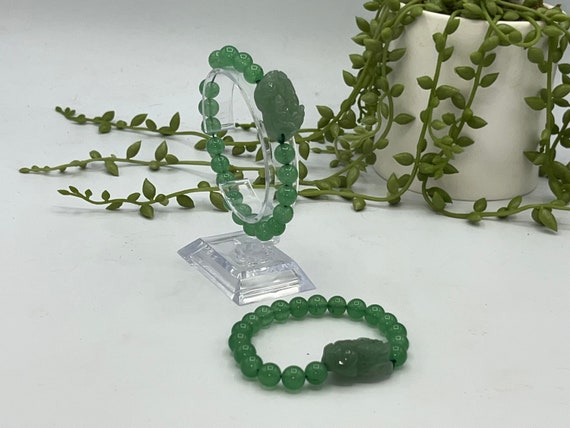 Pixiu bracelet, Green Aventurine Pixiu, wealth, f… - image 1