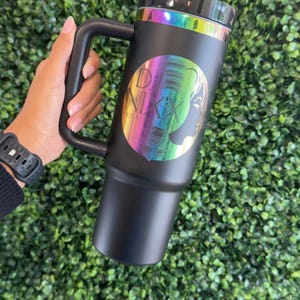 Custom laser engraved Tumbler I Rainbow underlay engraving I Design your own tumbler