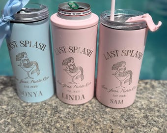 Combo de enfriador de latas con vaso grabado personalizado / Enfriador de latas y vaso universal / Regalos para despedidas de soltera I Regalos para empleados