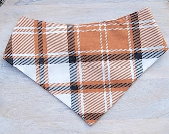 Personalized Fall Plaid Dog Bandana, Snap-On or Tie-On