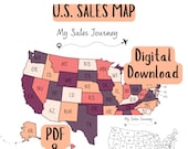 United States Sales Map, Etsy Shop Sales Map, Sales Tracker, Etsy Seller, Business Tracker, United States Travel Map, US Map, Printable