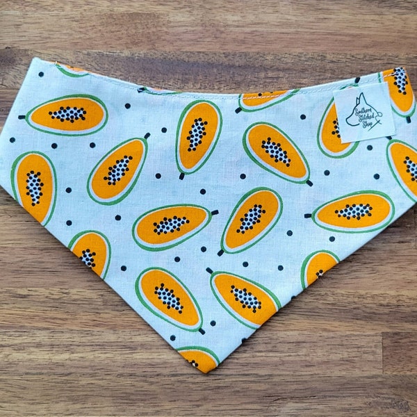 Mango dog bandana - personalized pet bandana - pet apparel - pet neckwear -snap on bandana- Food bandana - dog bandana - fruit bandana -