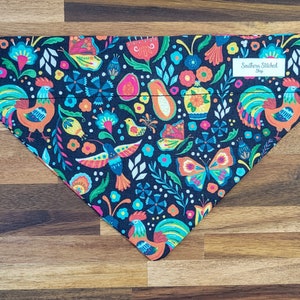 Personalized floral pet bandana, Farm animal dog bandana, pet neckwear, Snap-on bandana, Custom dog bandana