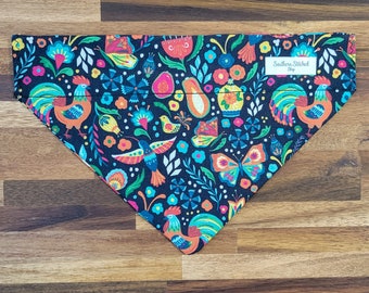 Personalized floral pet bandana, Farm animal dog bandana, pet neckwear, Snap-on bandana, Custom dog bandana