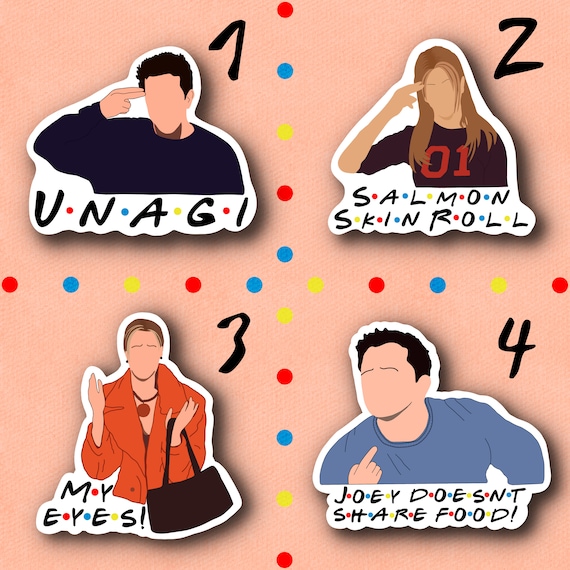 Friends Sticker Pack, Ross Rachael Chandler Monica Phoebe Joey