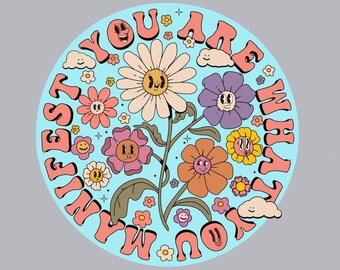 Fridge / Car magnet -  You are what you manifest, floral positive message - MAGNET