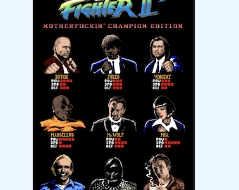 fridge magnet - Pulp Fiction film, Pulp Fighter Pixel-art- MAGNET (4" * 3")