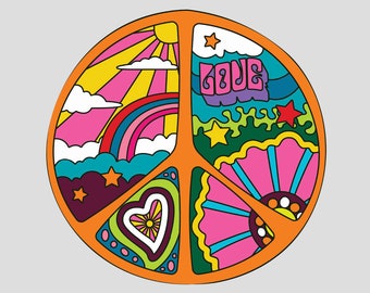 Magnetic Peace Sign Love Heart Rainbow art (no residue, easy to relocate) - USA CAR MAGNET