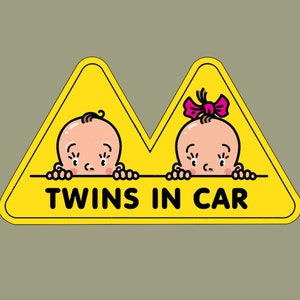 car magnet Twins in Car (6" * 3.5")