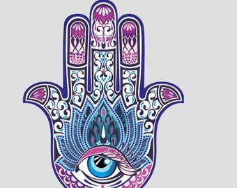 MAGNET Space Hamsa Hand Vinyl Sticker Decal - 5 Inch Magnetic Car Decal, Indoor & Outdoor Use