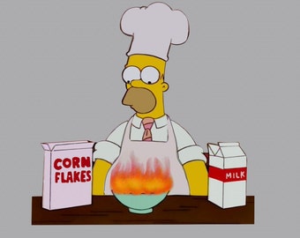 fridge magnet funny Cereal  of Fire - Homer’s Breakfast for Mr.Burns - MAGNET (4" * 4")