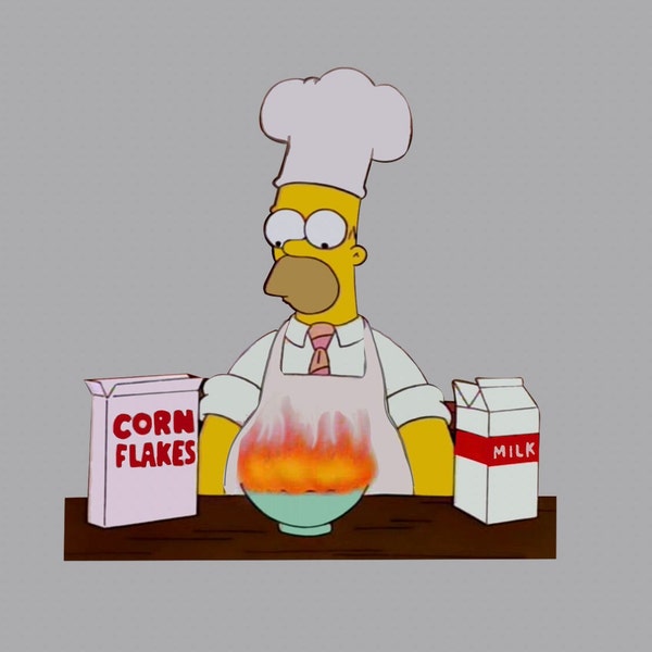 fridge magnet funny Cereal  of Fire - Homer’s Breakfast for Mr.Burns - MAGNET (4" * 4")
