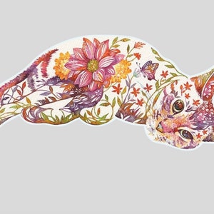 Magnetic Cheerful Floral Cat for car or indoor (no residue, easy to relocate) (2.5" * 6")