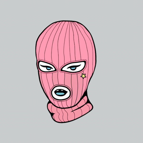 Magnet - Girl in a pink Balaclava Three Hole Ski Mask - Fridge, Car MAGNET