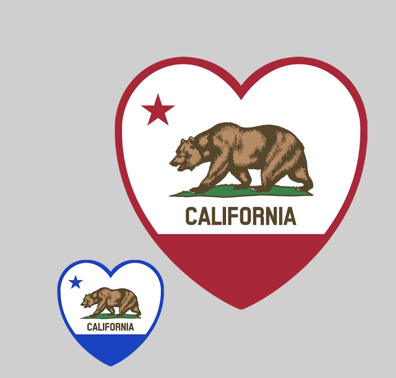 car magnet California Love Heart Bear Star - (no residue, easy to relocate) - MAGNET (5" * 5")
