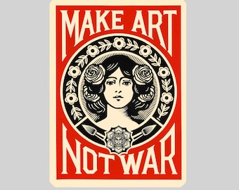 Magnetic Make Art Not War peace sign (no residue, easy to relocate, strong, waterproof) - Fridge / Car magnet