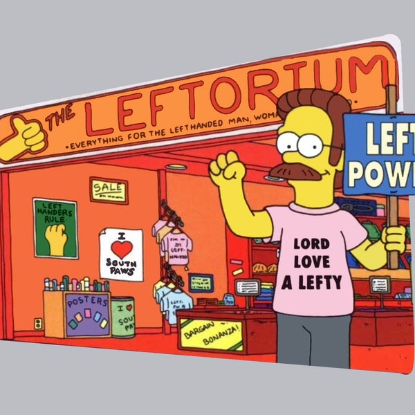 fridge magnet The Leftortum - Lord Love a Lefty - Ned Flanders, LEFT POWER  - MAGNET (4" * 3")
