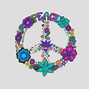 LARGE car magnet Peace Symbol Floral Sign (no residue, easy to relocate) - MAGNET (7&quot;)